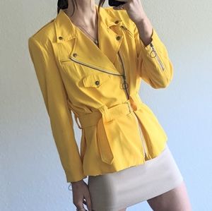 Vintage Ann Taylor blazer biker jacket yellow S